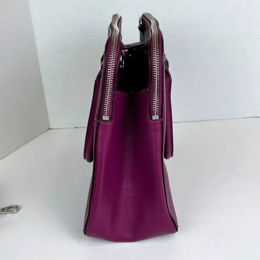 Michael Kors Houston Double Zip Crossgrain Leather Satchel Crossbody Bag Garnet